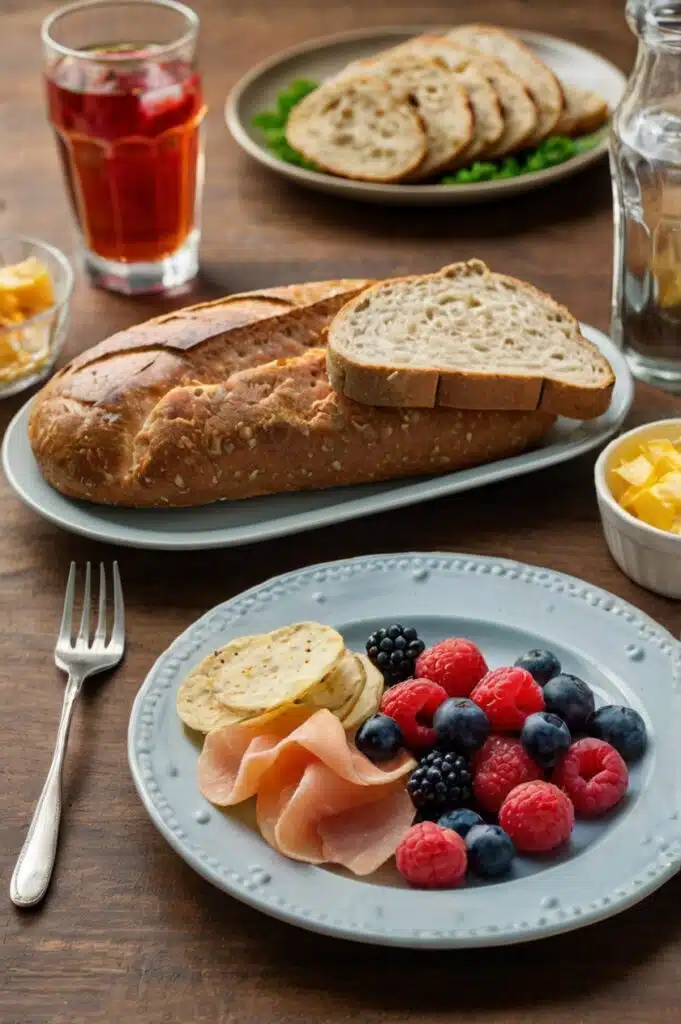 10 aliments interdits en cas de Diabète de Type 2 (+ Alternatives saines) - assiette saine pain complet et fruits