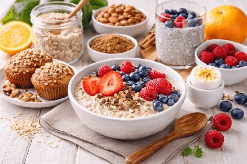 Healthy and tasty breakfast with a low GI diet