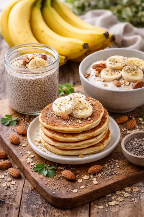 Banane et diabète : peut-on manger une banane sans faire monter la glycémie ? Banane et diabète recettes IG bas pancakes porridge chia