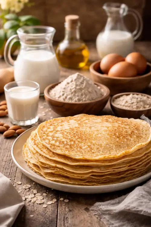 Pâte à crêpes IG bas avec farine d’avoine et ingrédients