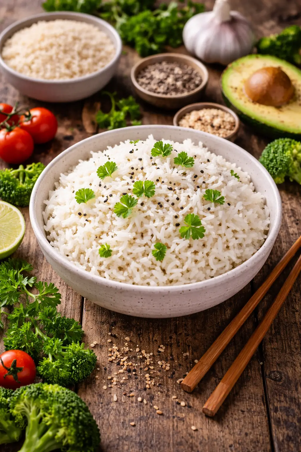 Riz IG bas : quel riz choisir pour éviter les pics de glycémie ? Bol de riz basmati accompagné de légumes dans une alimentation à indice glycémique bas