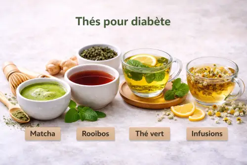 Thé pour diabète matcha rooibos thé vert infusions stabiliser glycémie