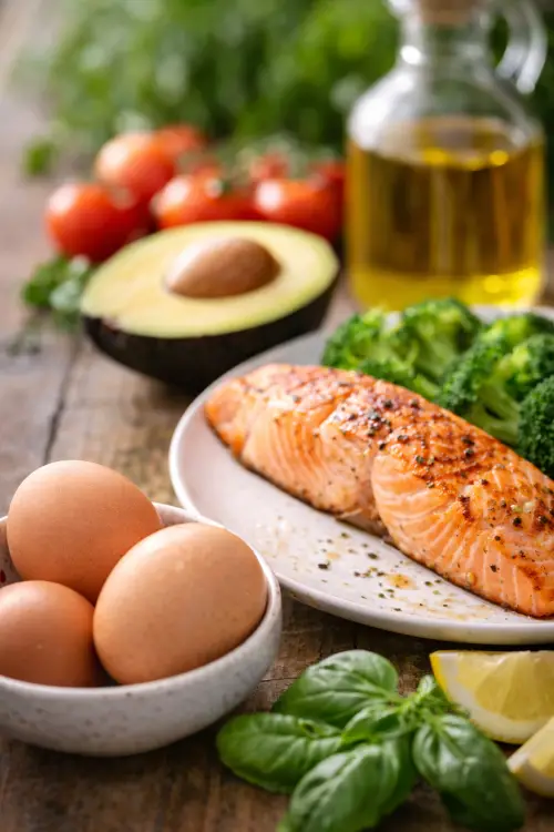Aliments recommandés pour éviter la glycémie élevée le matin : saumon avocat œufs et légumes