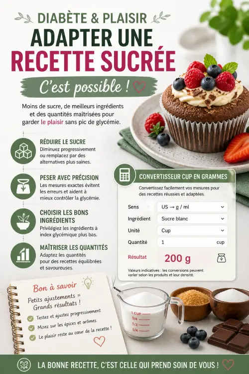 adapter recette sucrée diabète conseils réduire sucre et quantités