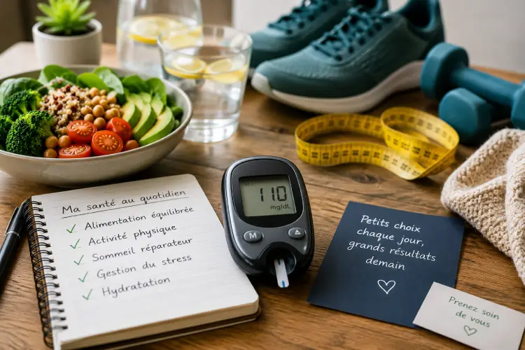 Pourquoi votre glycémie reste élevée malgré une alimentation équilibrée ? Habitudes de vie favorisant une glycémie stable avec alimentation équilibrée, activité physique, sommeil et gestion du stress.