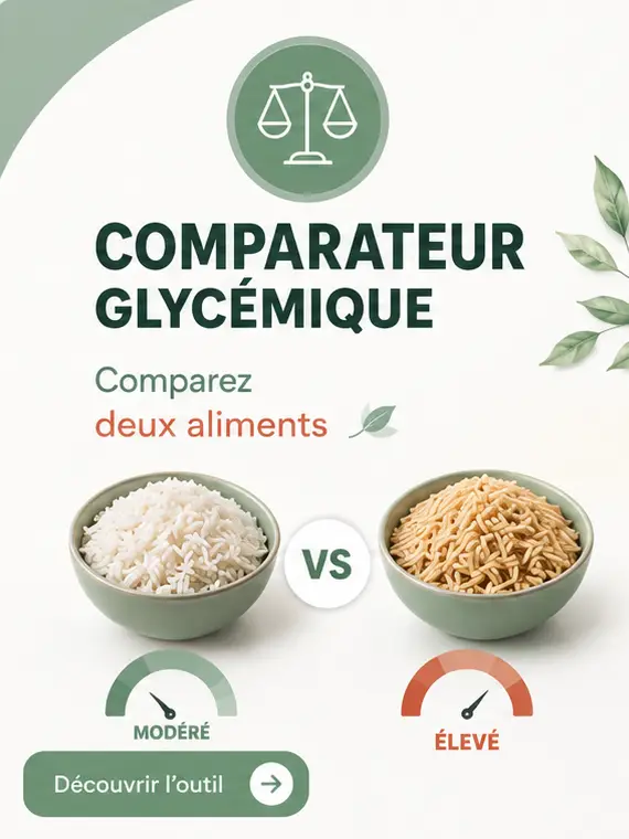 Recettes de cuisine IG bas pour Diabète Type 2 : recettes simples et gourmandes Comparateur glycémique permettant de comparer deux aliments afin d'identifier l'option la plus favorable pour la glycémie.