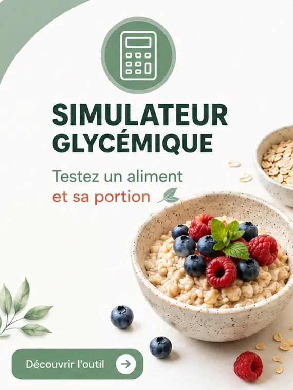 Recettes de cuisine IG bas pour Diabète Type 2 : recettes simples et gourmandes Simulateur glycémique permettant de tester l'impact d'un aliment et de différentes portions sur la glycémie.