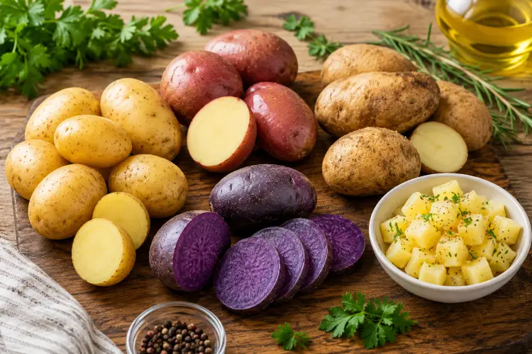 Pommes de terre et diabète de type 2 : faut-il vraiment les éviter ? Différentes variétés de pommes de terre utilisées dans l'alimentation des personnes atteintes de diabète de type 2