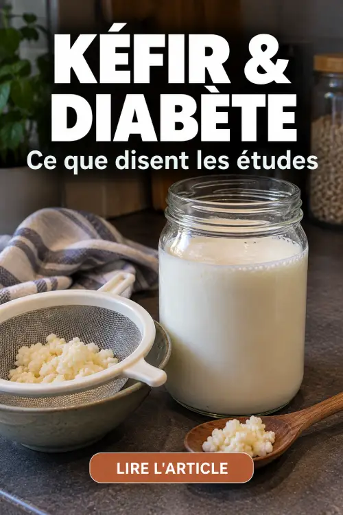 Kéfir et diabète : ce que disent vraiment les études Pot de kéfir de lait maison avec des grains de kéfir dans une passoire. Kéfir et diabète.